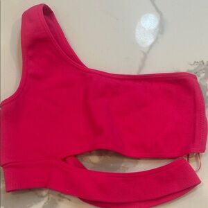 Garage Hot Pink Asymmetric Cutout Crop Top